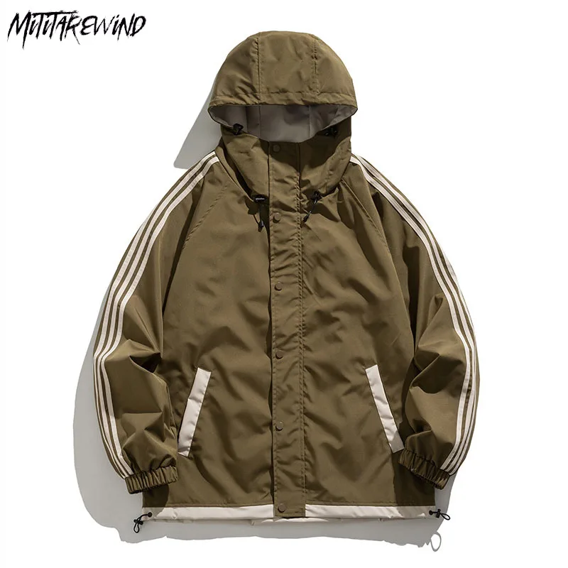 

Fashion Casual Loose Jackets Couple Oversized Korean Drawstring Hooded Autumn Winter Streetwear Zipper Long Sleeve Pockets Coats