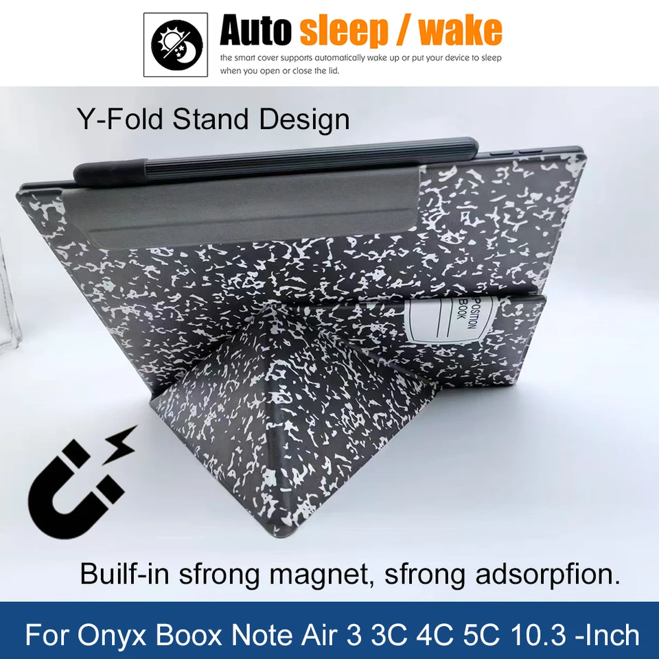 2in1 Case For Onyx Boox Note Air 4 C/Air 3 C, Magnetic Detachable Kickstand Flip Cover And Inner TPU Jelly Case With Auto Sleep/Wake (Black