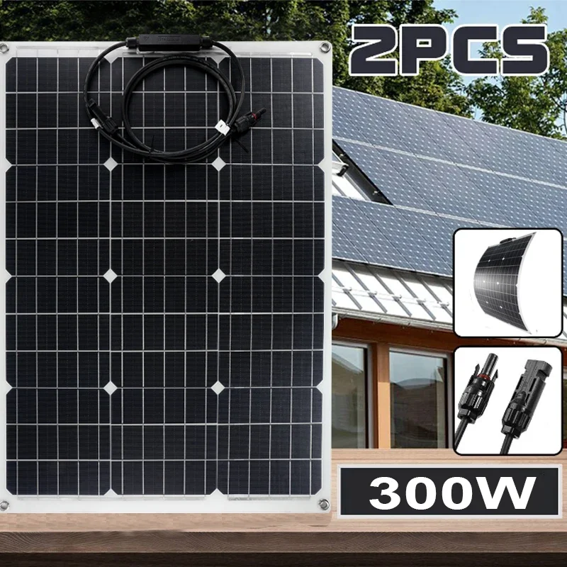 

150W 300W Solar Panel Portable Semi-flexible Monocrystalline Solar Cells for Smartphone Car RV Rechargeable Outdoor Power System