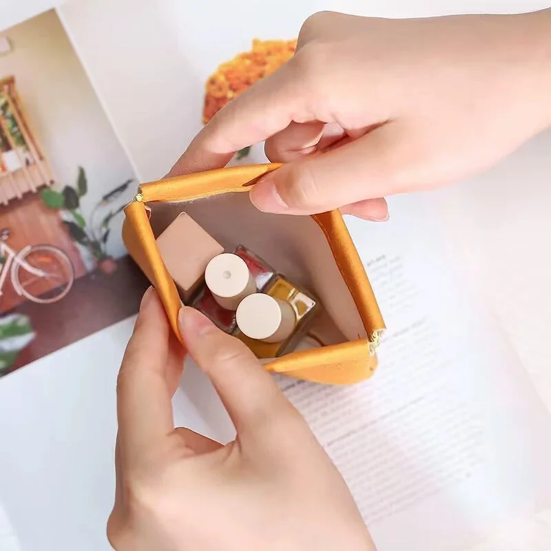 11Cm Portable Pu Leather Coin Purse Earphone Case Headphone Data Cable Organizer Lipstick Cosmetic Change Shrapnel Storage Bag