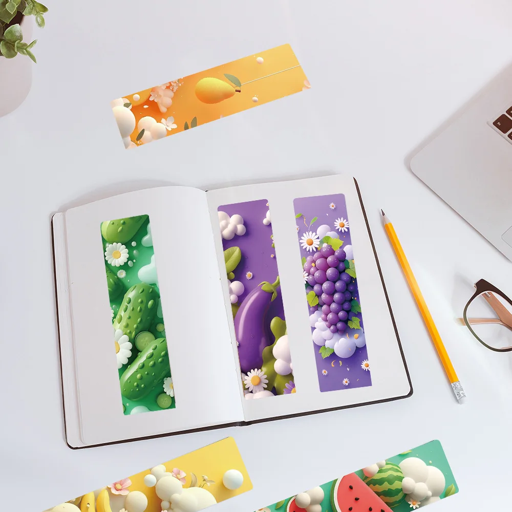 24 Sheets Fruit Vegetable Stickers Ins Cartoon Paper Stickers for Journal Scrapbooking DIY Decorative Bookmarks for Planner