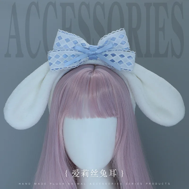 

Kawaii Lop Ears Headband Lolita Bowknot Cosplay Accessories Anime Cosplay Costume Headdress JK Girl Hair Hoop Animal Headwear