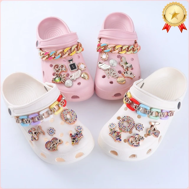 Luxury Chains Croc Charms Designer Rhinestone Shoes Decaration Accessories  Jibs for Clogs Buckle Kids Girls Women Party Gifts - AliExpress