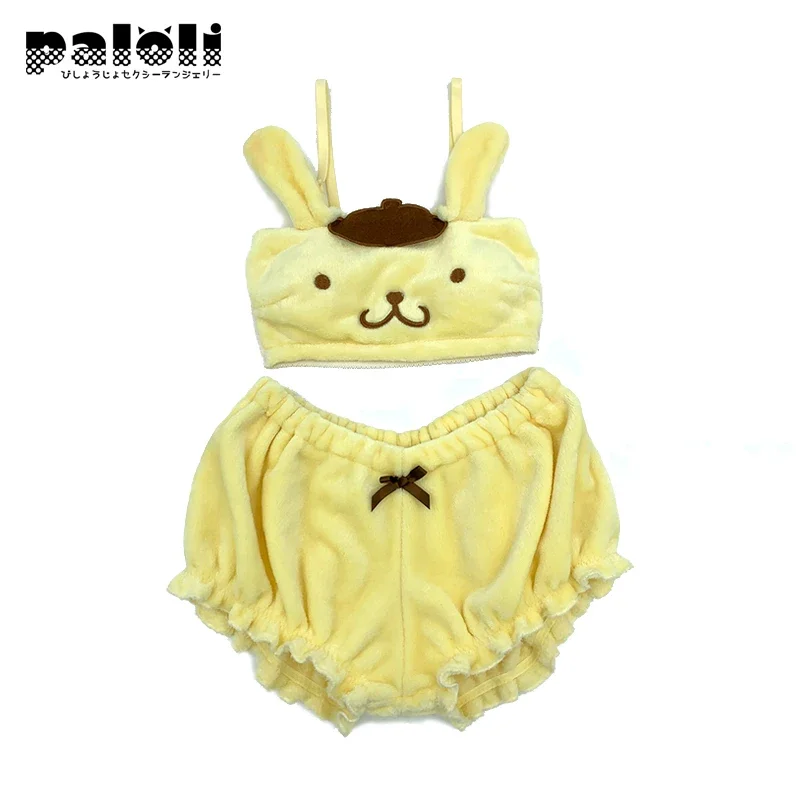 Симпатичные плюшевые желтые бархатные шорты Paloli с ушками согги, симпатичное нижнее белье Лолиты, одежда для сна, Женский аниме милый бюстгальтер, шаровары для девочек