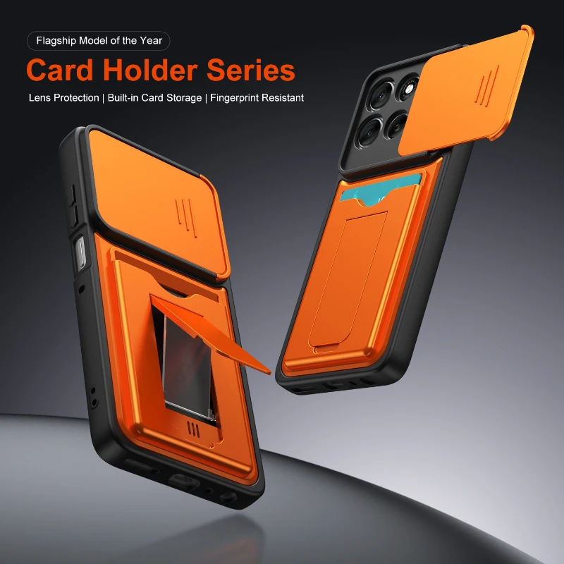 Solid Color Wallet Phone Case with Card Slot and Stand Feature