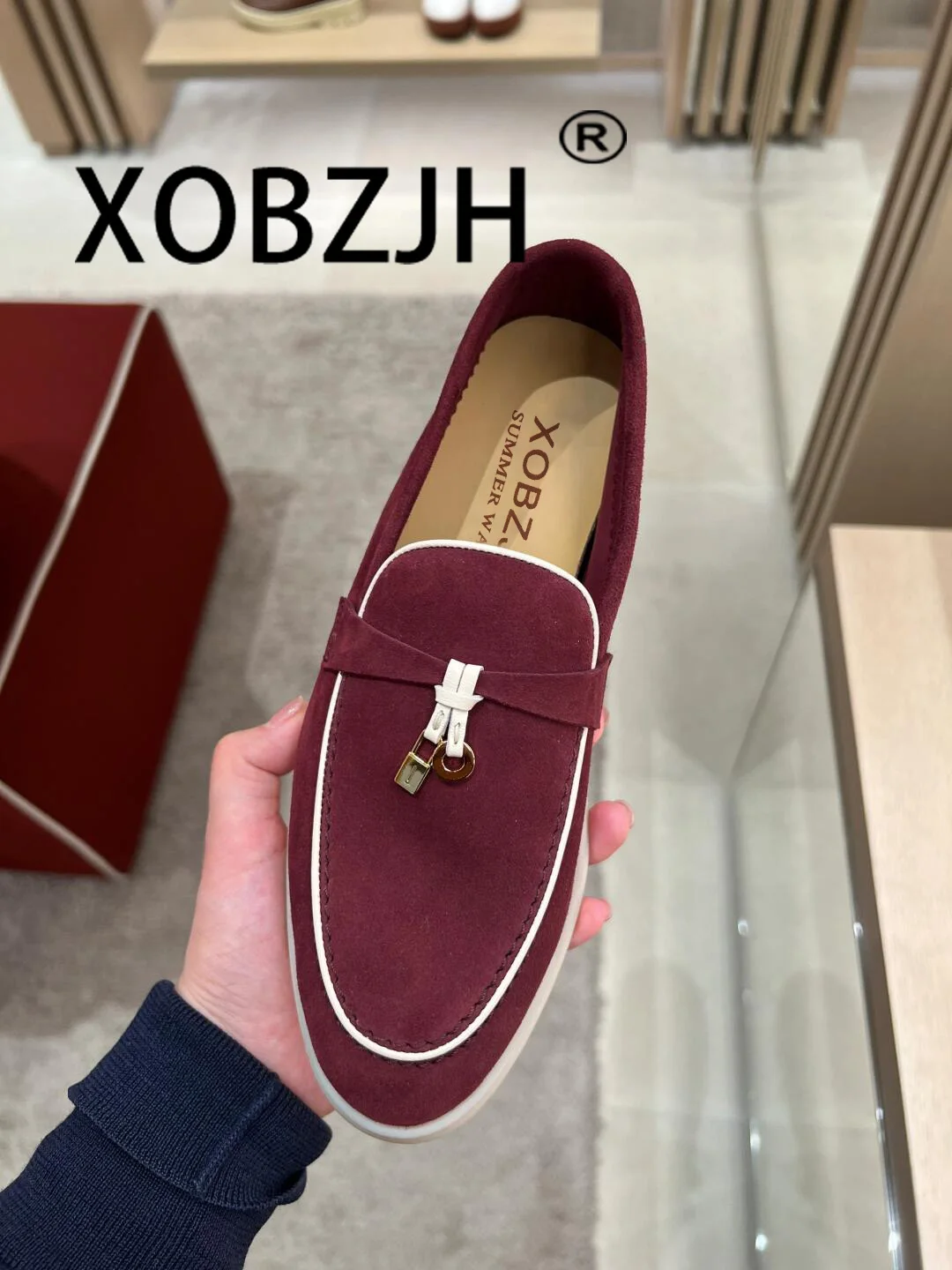 Leather Shoes Moccasines Loafers Summer Walk Shoes Suede Women Spring Autumn Fashion Causal Leather Metal Pendant Flat Shoes Lazy SlipOn Mules