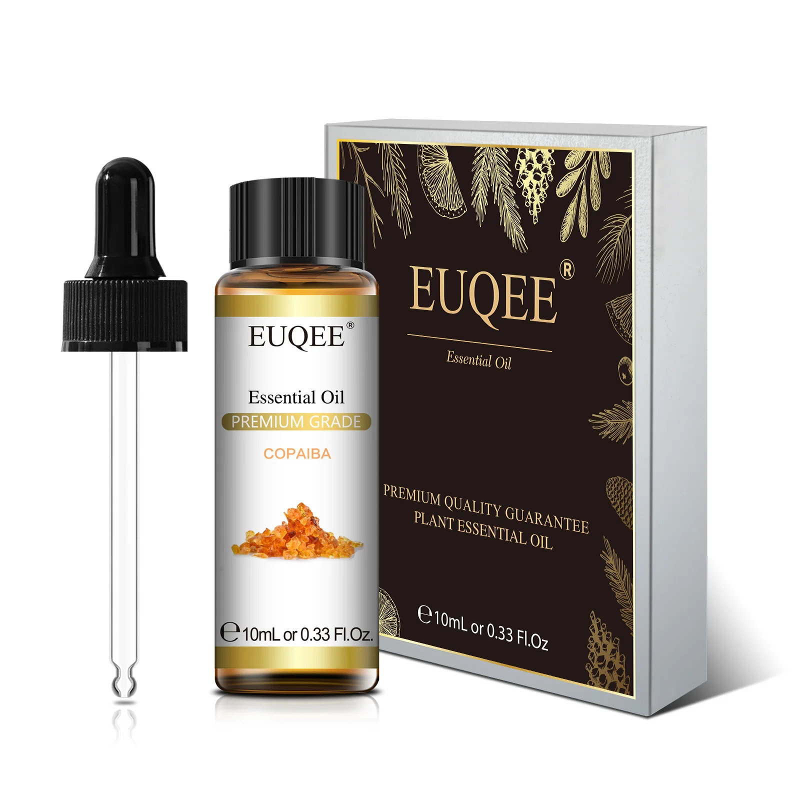 EUQEE 10ml Aromatherapy Pure Essential Oil Collection - Jasmine, Eucalyptus, Frankincense, Cinnamon, Lavender