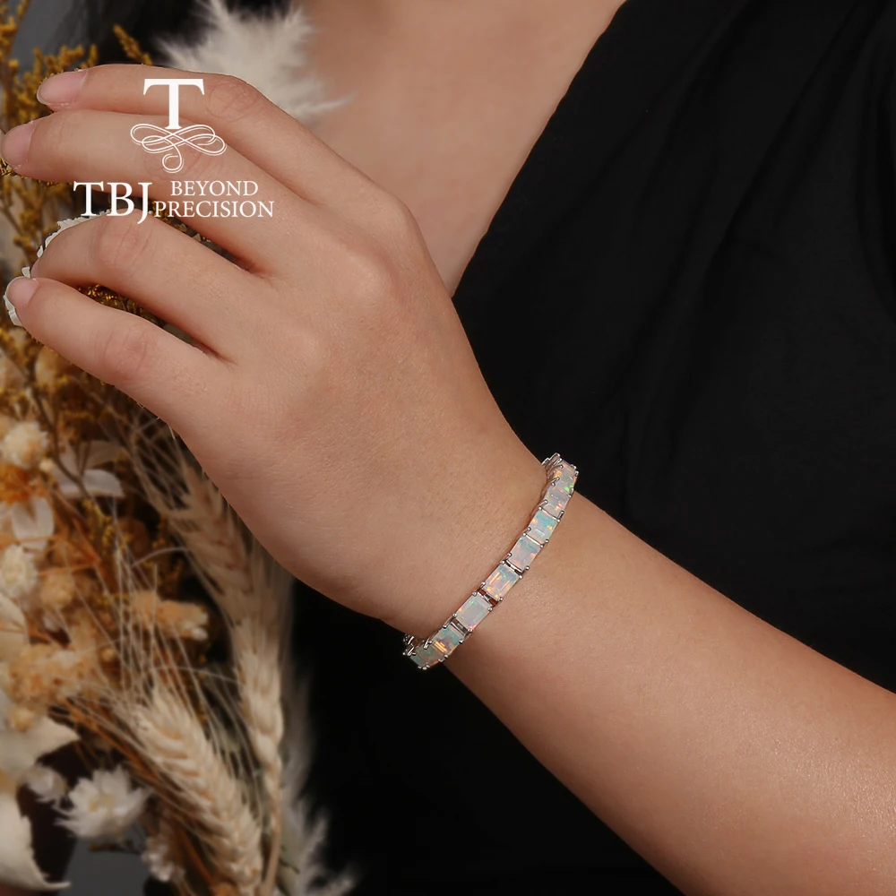 Pulsera De ópalo En Plata De Ley - Ajustable 23 Cm, Regalo Para Ella En Cumpleaños O Navidad