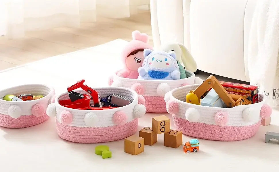 small pink basket