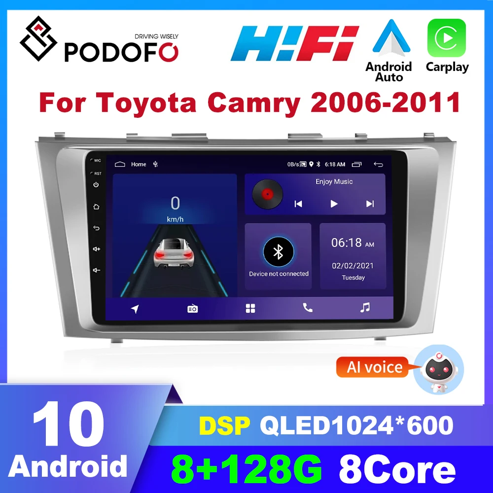 

Podofo Android 2din Car Radio For Toyota Camry 2006-2011 Multimedia Player Car Stereo CarplayAutoradio GPS Navigation DSP