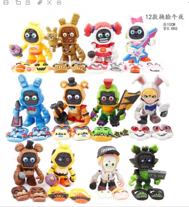 Figuras de juguete Five Nights at Freddy's 12 piezas/set Yangshaomei con cara intercambiable