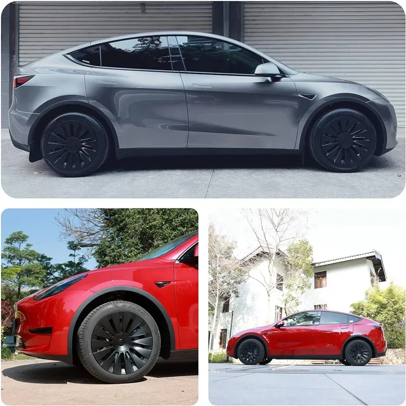 4PCS Hub Cap for Tesla Model Y 19-Inch Hubcap Performance Replacement Wheel Cap Automobile Full Rim Cover Accessories -