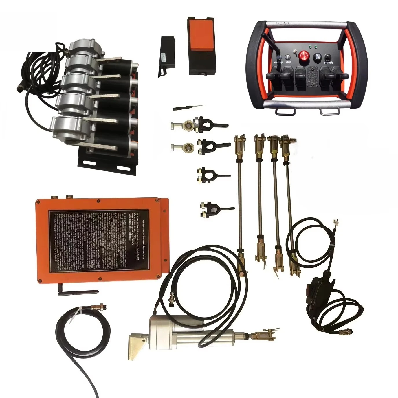 Télécommande proportionnelle du kit de modernisation pour vanne hydraulique, avec antenne et boutons.