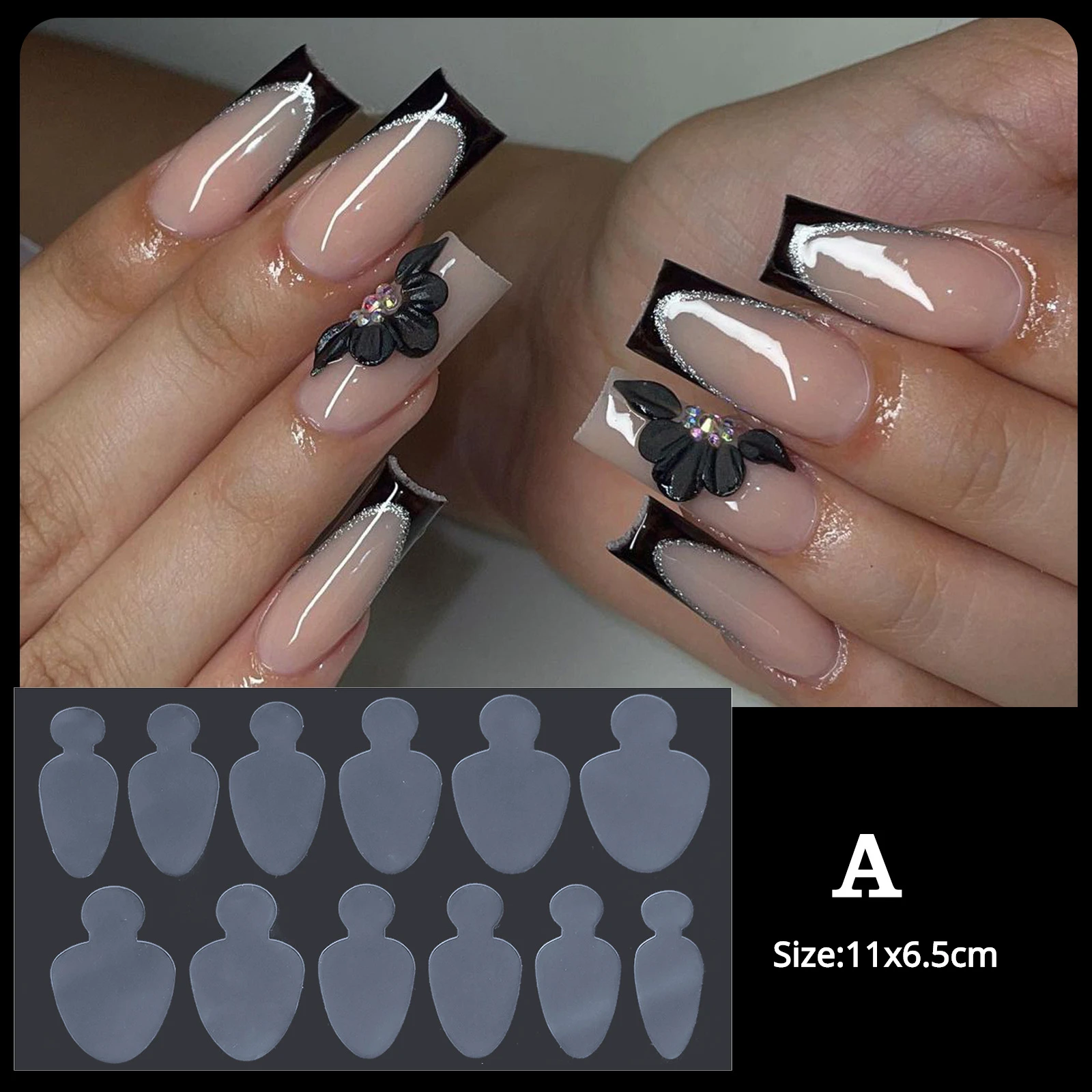 Dual Nail Forms Mould French Sticker Reusable Soft Silicone Pads for Nail Mold Gel Extension Quick Building Manicure Tools