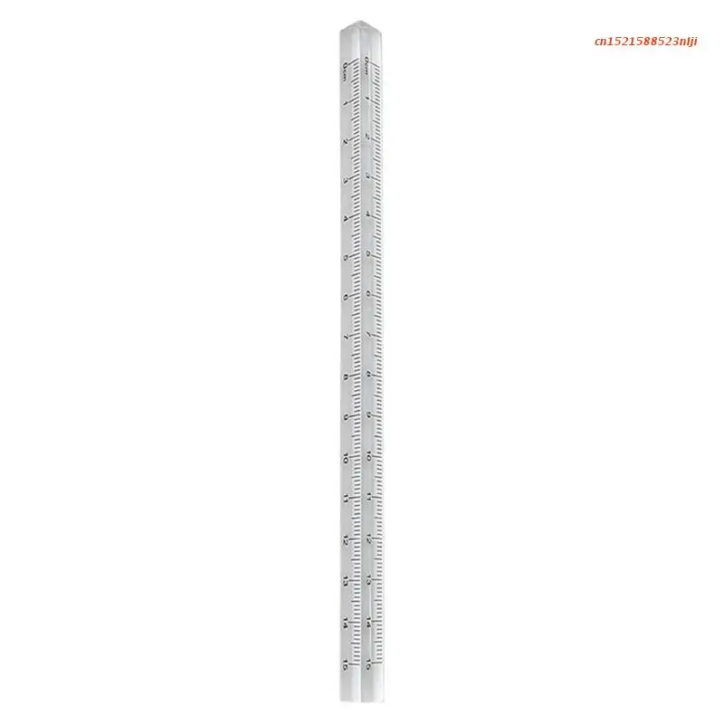 1 pc Transparent Triangular Prism Ruler Architect Scale Ruler 0-15cm Straight