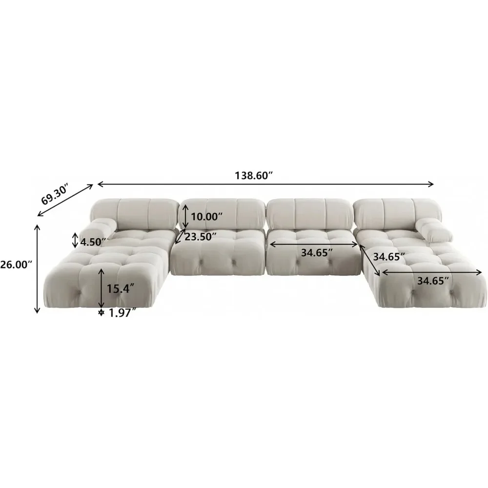 Description Picture 3 of itemliving room sofas Sectional Sofa, Modular Sectional Couch with Ottomans- L Shaped Couch for Living Room, 4 Seater Sofa Sets,104"