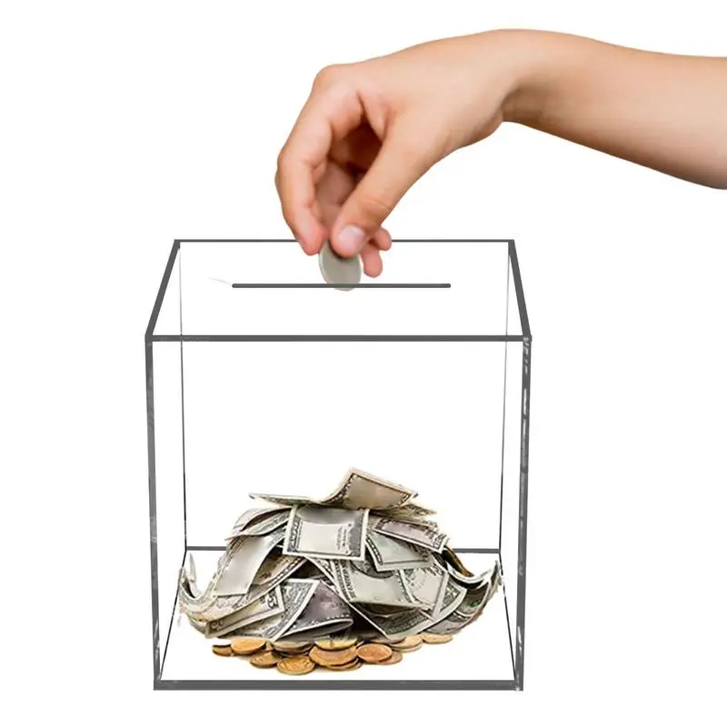 Clear Piggy Bank Unopenable Acrylic Clear Bank Box Large Piggy Banks For Adults Change Jar Children Modern Box