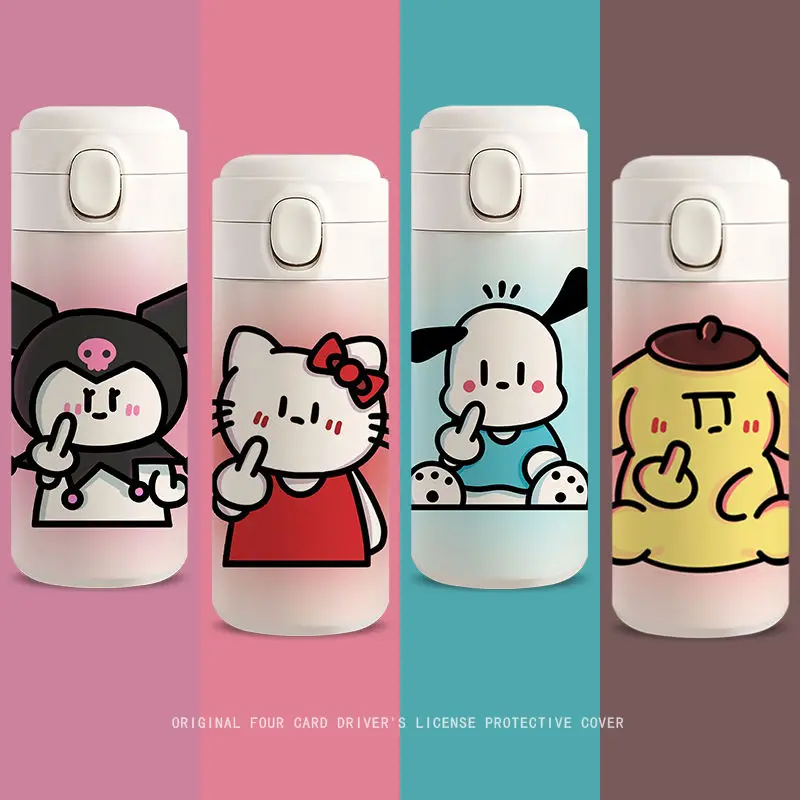 

Kawaii Sanrio Anime Hello Kitty Kuromi Cute Cartoon Disdainful Expression Large Capacity Stainless Steel Portable Insulation Cup