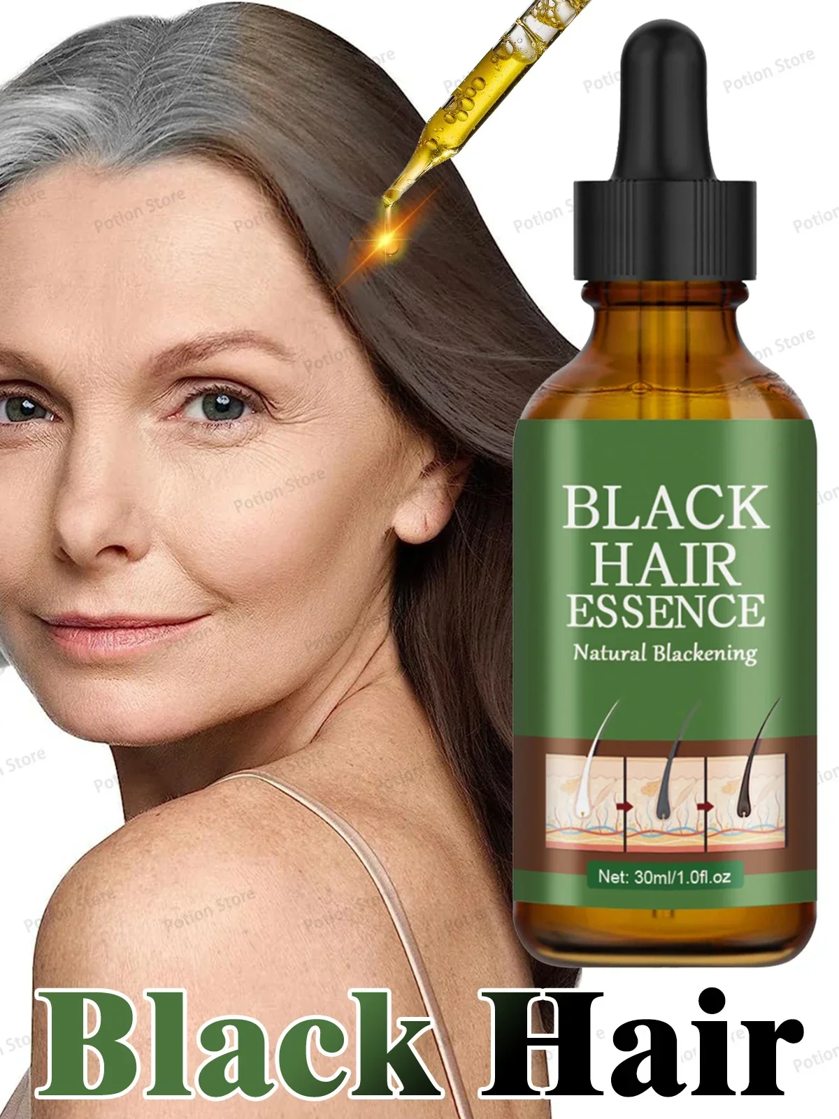 Anti Gray Hair Essence Black Hair Serum White To Black 30ml hair treatment