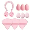 12 pcs Triangle Makeup Powder Puffs With Hair Clips, Velour Cosmetic Powder Sponges, Makeup Application And Hairstyling Tools 1