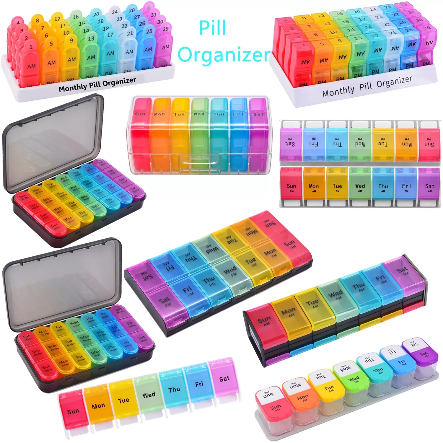 BPA Free Weekly Monthly Pill Organizer Case