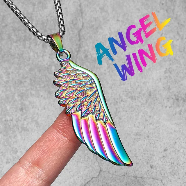 1pc Mens Choker Necklace Personality Angel Wings Pendant Leather Necklace  Adjustable Simple Long Section, 90 Days Buyer Protection