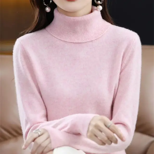High-Collared Cashmere Loose Solid Sweater