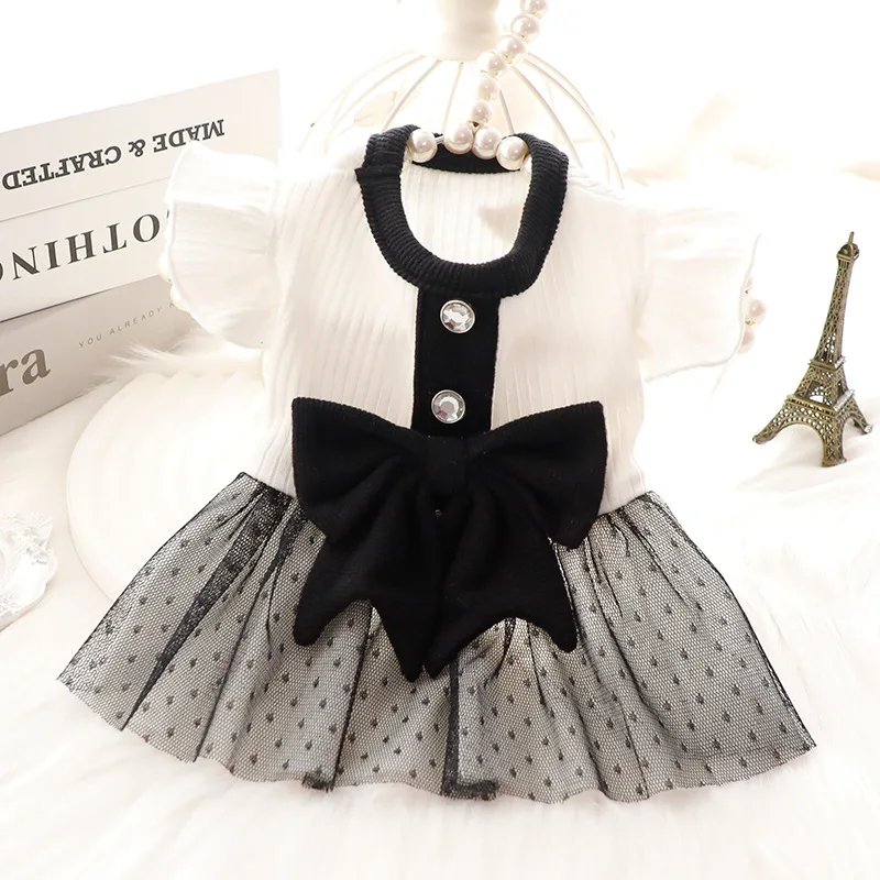 Vestido de luxo para cães pequenos com laço saia de princesa_voghion.com
