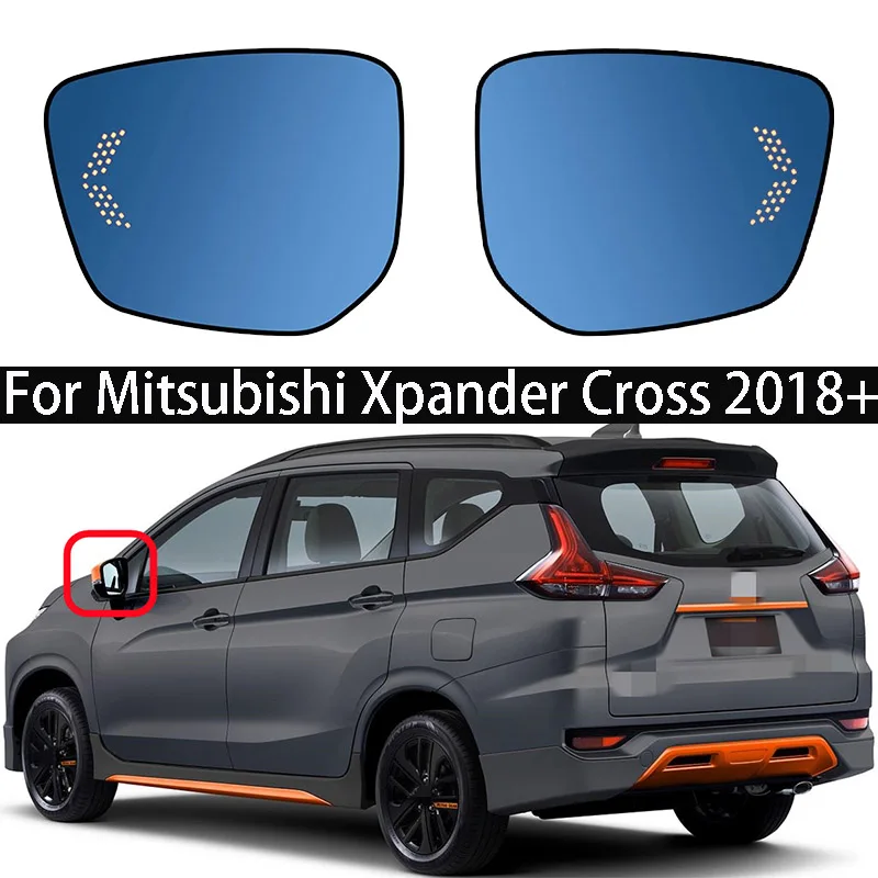 Боковое зеркало заднего вида, синее стекло для Mitsubishi Xpander Cross 2018 + с подогревом сигнала поворота, антибликовое синее стекло, функции