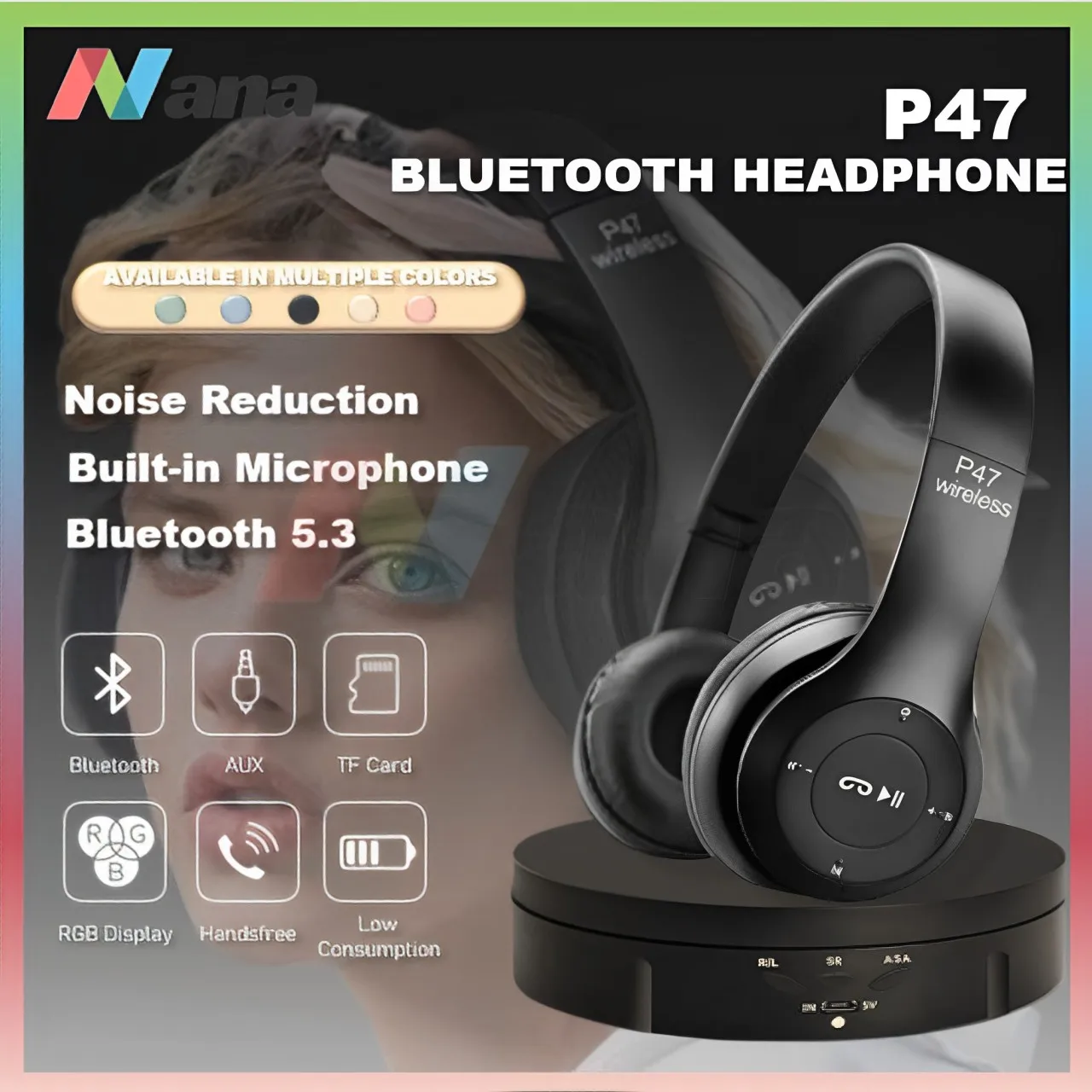 

P47M Wireless earphones Headphones Cat Ear with Mic Bluetooth Headset with microphone Stereo Earphone