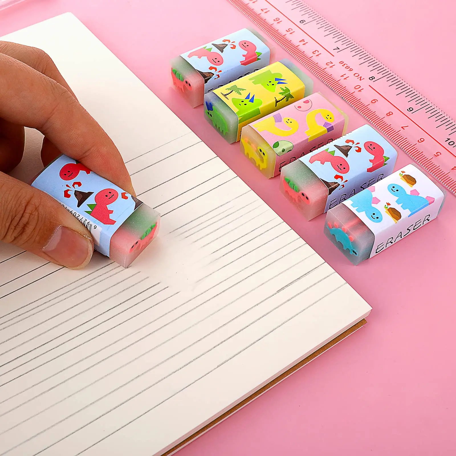 Pencil Eraser 4Pcs Dinosaur Erasers Cartoon Animal Writing Jelly Soft and Flexible Art Eraser Perfect Gift for Pupils