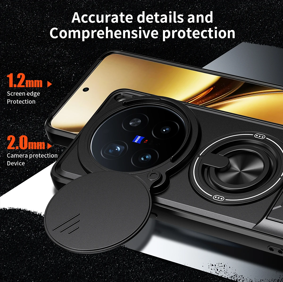 Shockproof Armor Phone Case with Magnetic Stand and Slide Camera Protector Cover