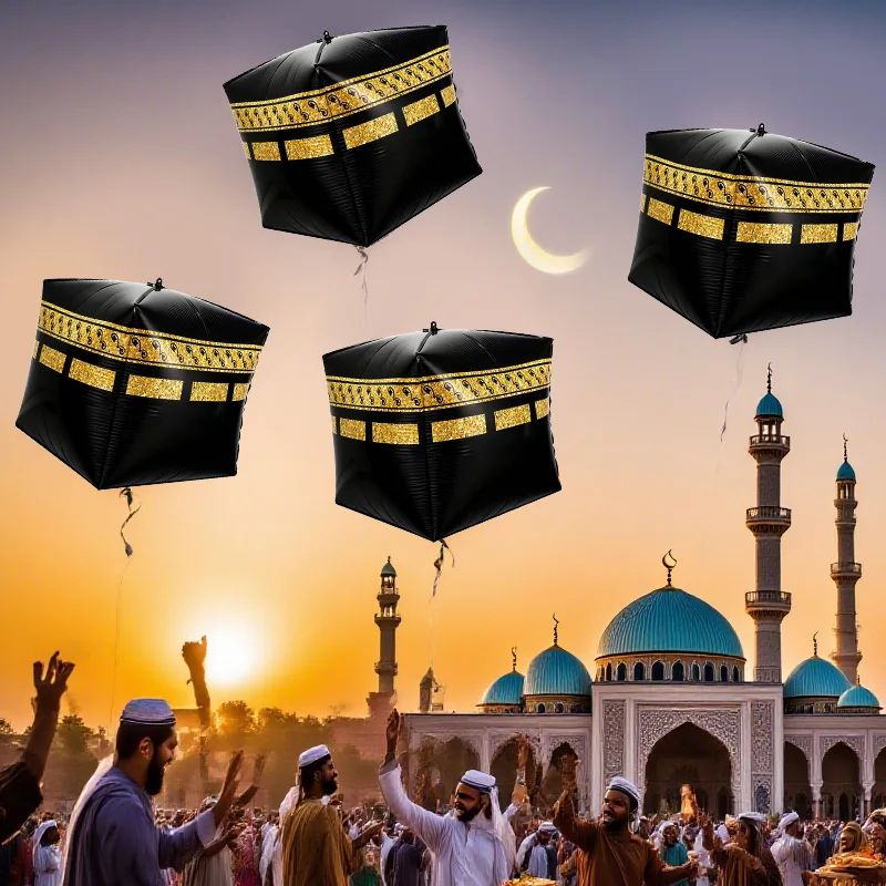 1-5Pcs Eid Mubarak Aluminum Foil Balloons Ramadan Kareem Islamic Muslim Festival Party Decoration Supplies Gift Box Helium Ball