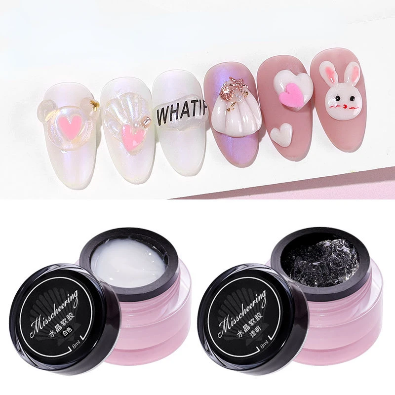 

8ML White/transparent Nail Crystal Solid-state Carved Glue 3D Three-dimensional Mud Soft Carved Model Manicure Kneading PVC Gel