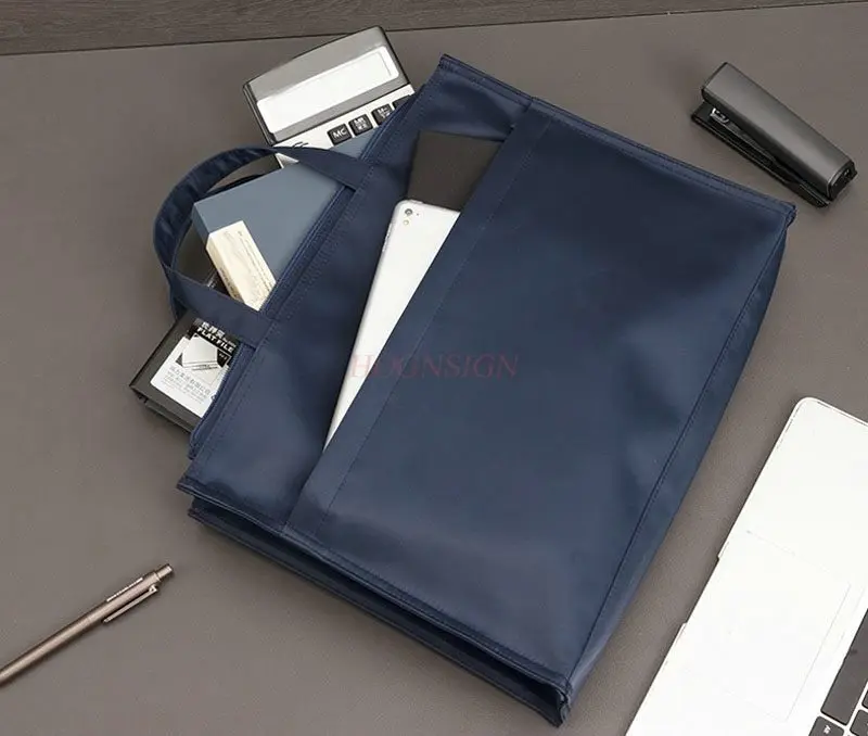 1pcs 서류 가방 캔버스 토트 백 파일 가방 핸들 체인 가방 파일 가방 방수 핸드백 옥스포드 천 문서 가방