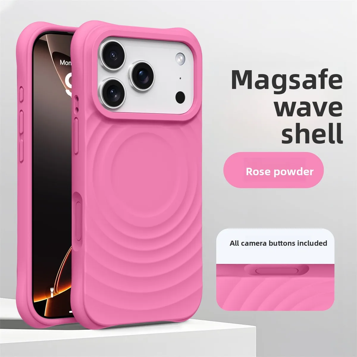 ตัวเลือกสินค้า เคส iPhone Air 17 16 15 14 Pro Max ลายคลื่นน้ำ ซิลิโคนนิ่ม ชาร์จไร้สาย MagSafe