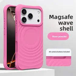 Official Water Ripple Silicone Phone Case with MagSafe Compatibility - Soft, Magnetic Cover - iPhone 15 (Rose)