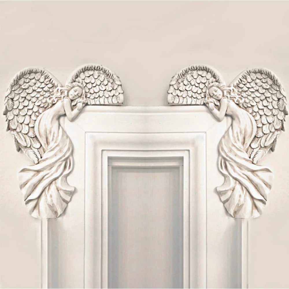 

Door Frame Angel Wings Sculpture 3D Creative Statue Home Art Wall Decoration Resin Figurines Ornaments for Outdoor Garden Living