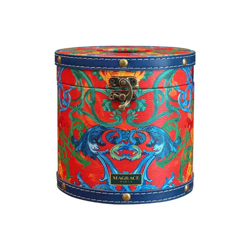 Creative Circular Leather Roll Paper Tube Restaurant Desktop Tissue Bucket Bathroom Tissue Storage Box 4