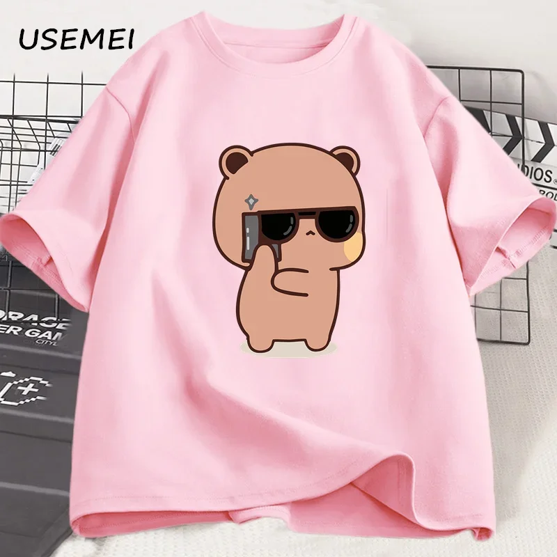 Bubu Dudu Matching Couple T-Shirt - Cute Bear and Panda Design, Cotton Valentine's Gift