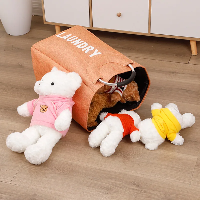 1Pc Large Folding Storage Basket EVA Storage Fabric Wardrobe Office Bedroom Closet Toys Laundry Basket With Handle 2