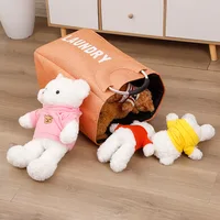 1Pc Large Folding Storage Basket EVA Storage Fabric Wardrobe Office Bedroom Closet Toys Laundry Basket With Handle 2
