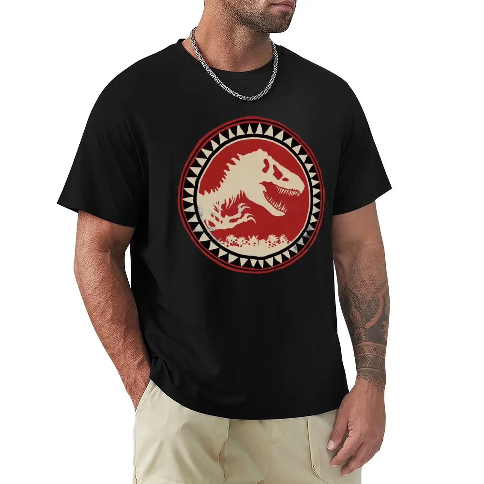 Jurassic Park Distressed Fossil Badge T-Shirt Vintage Animal Prinfor Boys Magliette Per Uomo
