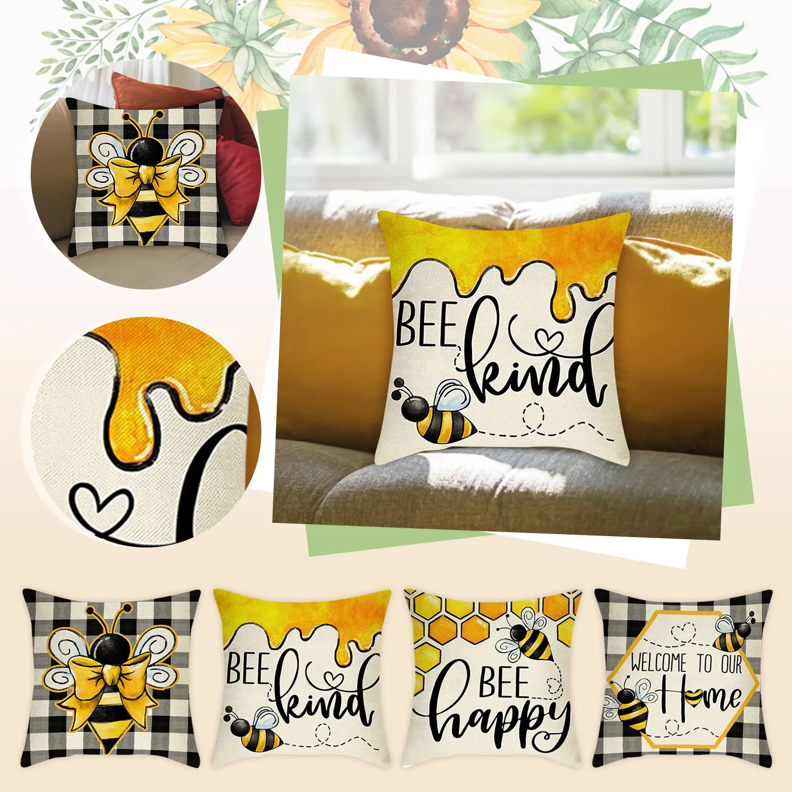 

Наволочка «пчелиный день» для гостиной, дивана, спальни, декоративная наволочка