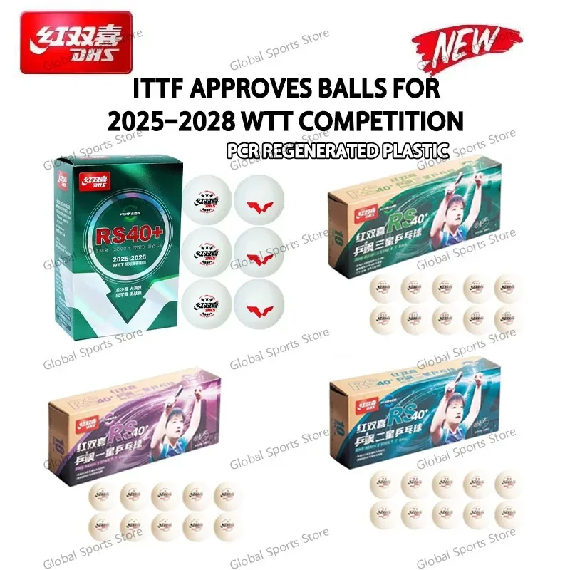 Premium DHS Table Tennis Balls - Enhanced RS40+ New Material - Competition Grade Pingpong Balls (6/10 Pack)