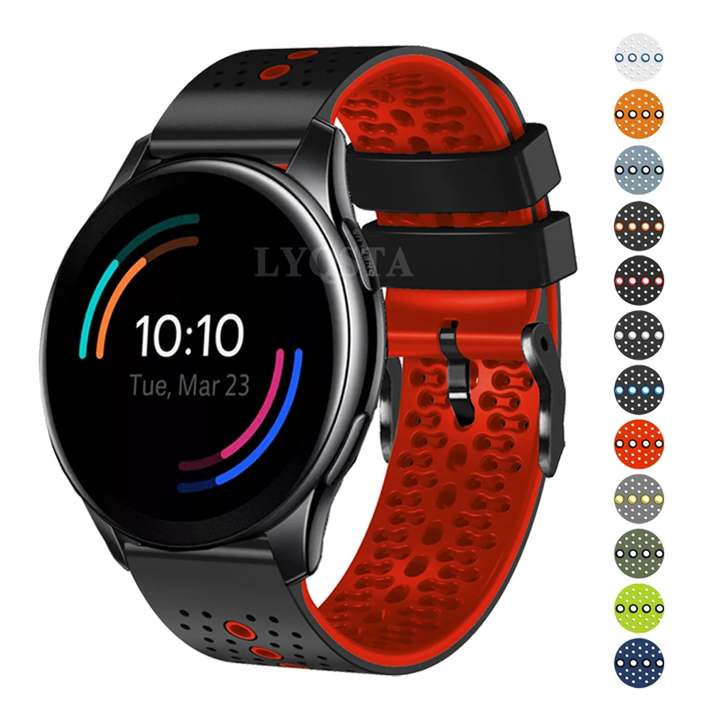 

22mm Silicone Smartwatch Band Strap For One plus Watchband Huawei Watch GT3 GT2 Pro 46mm Breathable Wristband Bracelet
