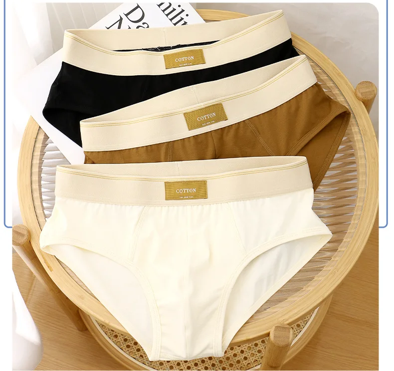 Description Picture 4 of item3pcs/lot Sexy Men's Underwear Cotton Men's Briefs Breathable Trendy Solid Color Plus Size Men's Underpants