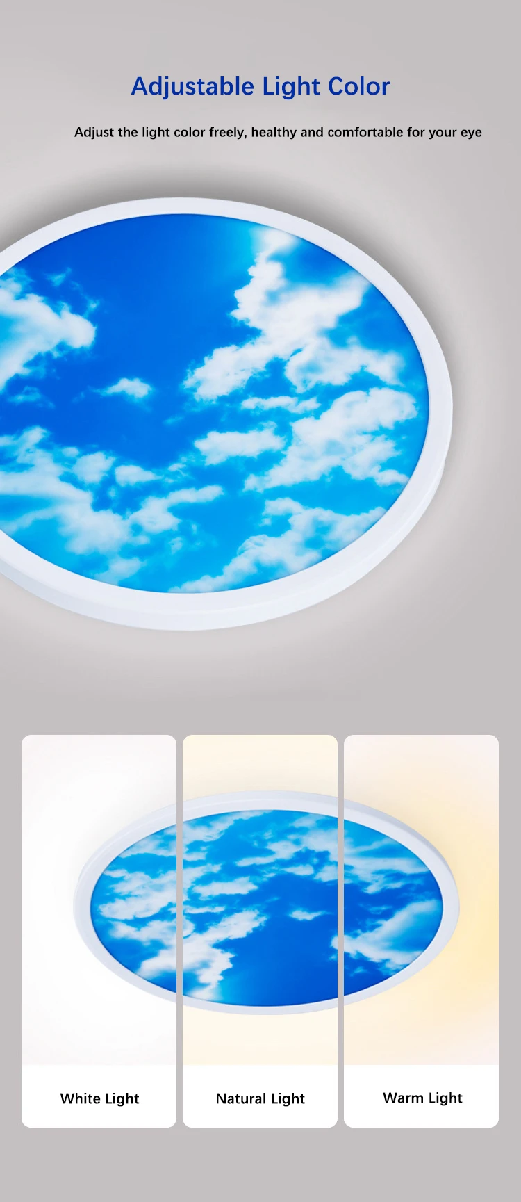 Description Picture 6 of itemLED Ceiling Lamp 28W 85-265V Ceiling Light Adjustable Color Temperature Eye Portecion Ceiling Lighting Lamp for Room Bedroom