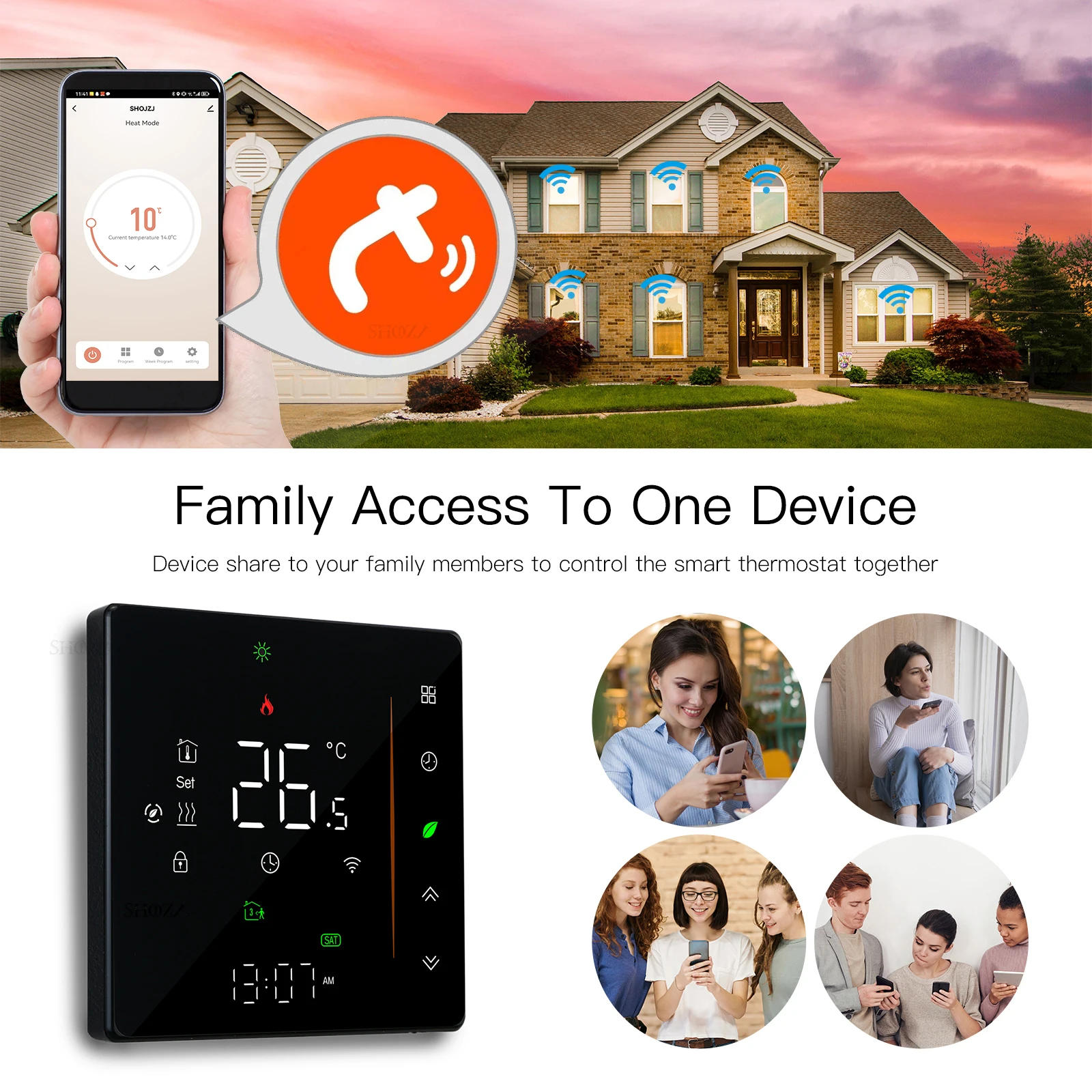 Tuya Wifi Termostato Zigbee para Caldeira a Gás Piso Elétrico Aquecimento Água com Controle de Temperatura Estação Meteorológica Programável