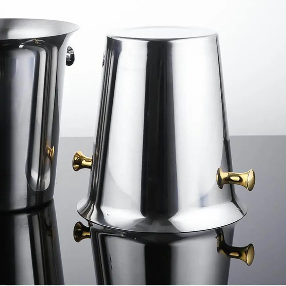 Ice Bucket Container for Bar Portable Stainless Steel Round Cooling Silver